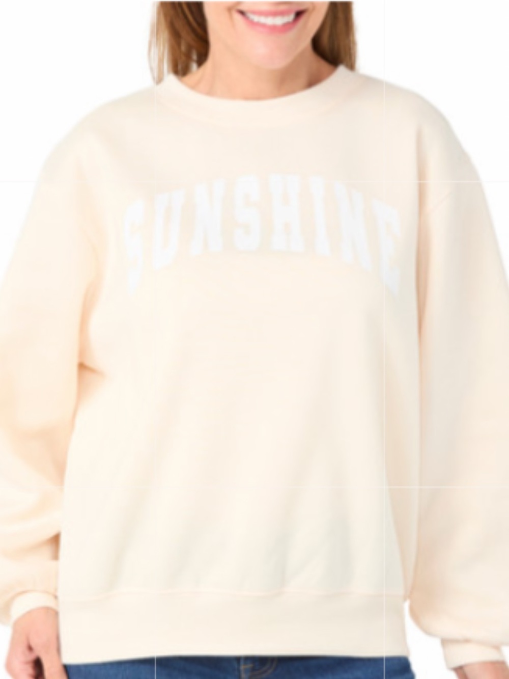 NWT Chaser Cream 'SUNSHINE' Fleece Crewneck Sweatshirt Size S